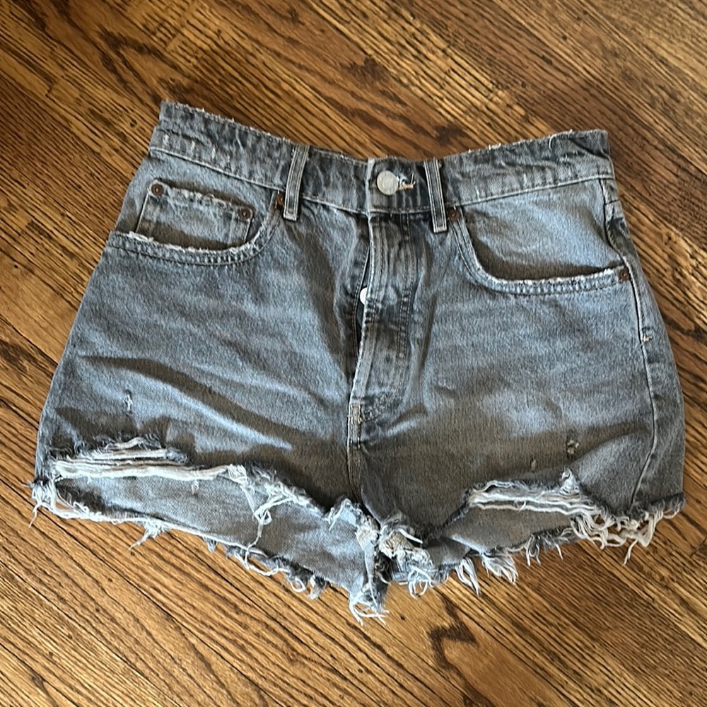 Distressed gray Denim Women Shorts